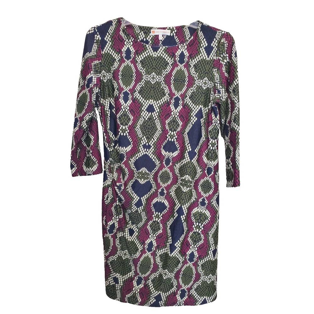 JUDE CONNALLY Jude Cloth Multicolor Snakeskin 3/4 Sleeve Shift Dress Size Large